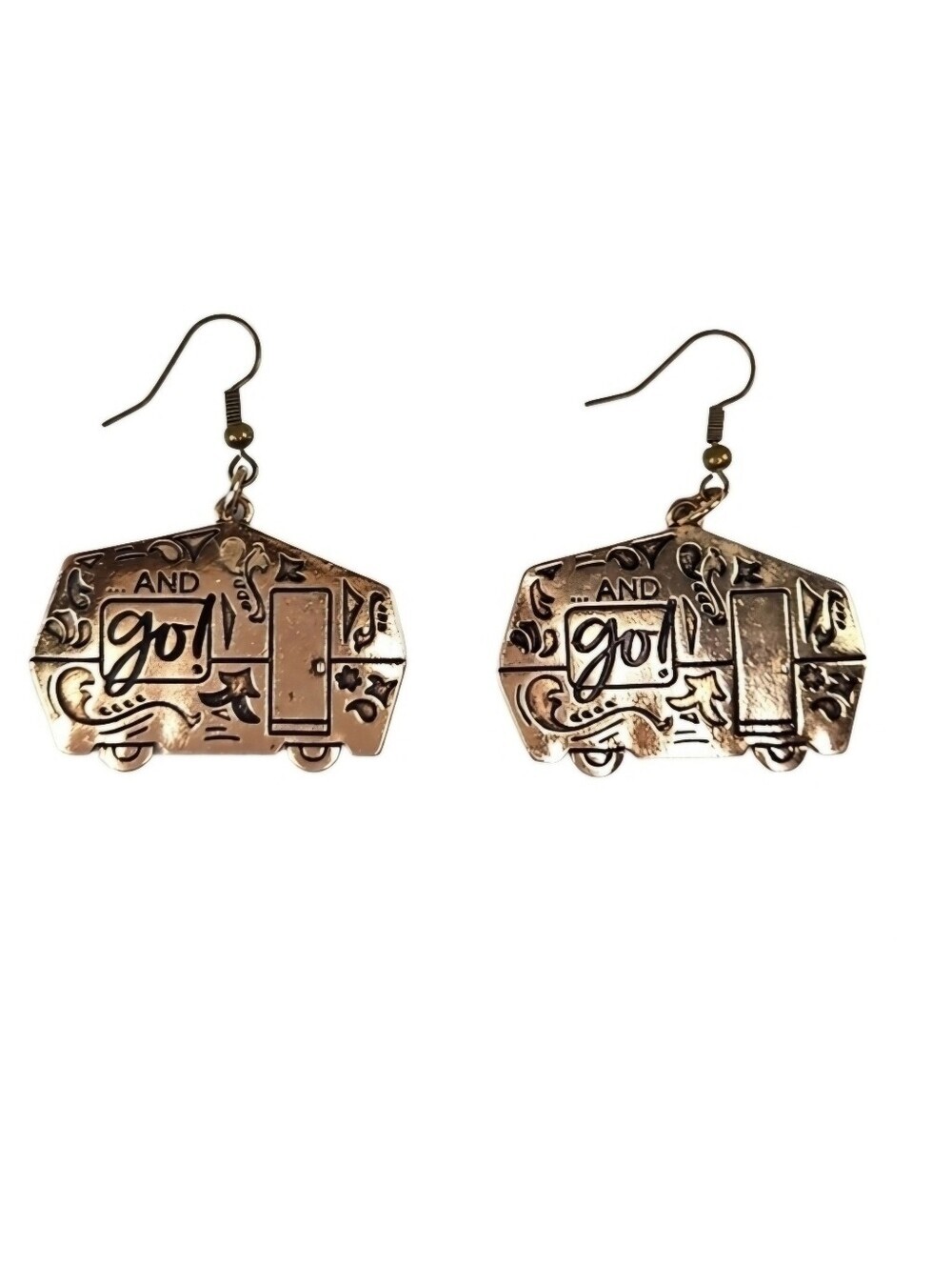 Women's Earrings Retro Winnebago Bus Gold Tone Artistic Jewelry